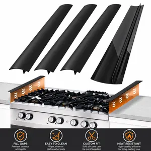 4 Pack 21” Silicone Stove Gap Covers, Heat Resistant Counter Filler, Anti-Spill & Easy Clean Stove Guard