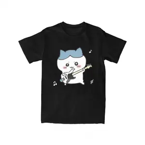 Men's Japanese Cute Chiikawa Cartoon T-Shirt Fashionable Basic Short Sleeve Tee with Regular Fit Casual Shirt Machine Washable Gift for Anime Fans
