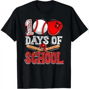 100th Day Of School Baseball 100 Days Of School T-Shirt Comfy Everyday T-Shirt