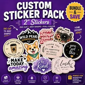 Custom 2” Sticker Pack Bundle | Personalized Die Cut Stickers
