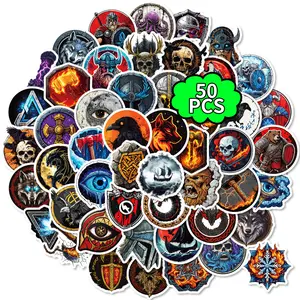 50 Viking-Style Graffiti Stickers with Skull, Eye, and Wolf Elements, DIY Decoration for Skateboard and Guitar, Unique Artistic Accessories