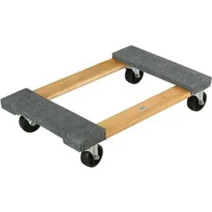 Global Industrial 585344B 36 x 24 in. Hardwood Dolly with Carpeted Deck Ends, Brown - 1200 lbs