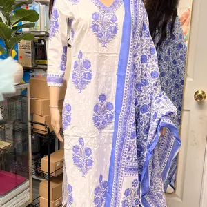 Women's Pure Cotton 3 Piece Kurtha Set - Perfect for Dress or Suit