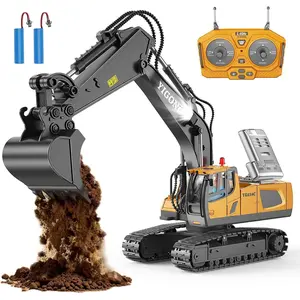 Remote Control Excavator Toys, RC Construction Toys with Metal Shovel, Lights, Sounds 2.4Ghz, RC Truck Digger Toys for 6-12 Year Old Boys & Kids, Christmas Birthday Gifts
