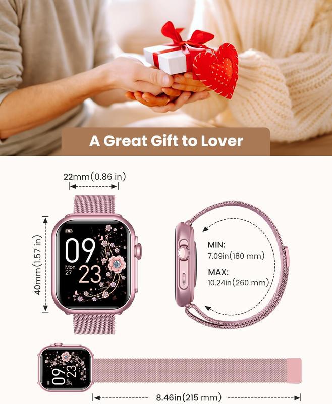 Smart Watches for Women (Android/iPhone), 1.83" HD Smart Watch with Bluetooth Calls/Messages/Notifications, Sleep/Heart Rate/SpO2 Monitor, 110+ Sports Modes Fitness Tracker Watch, 1000mAh Battery Wristwatch Chip Metal Recording,Gifts for girls