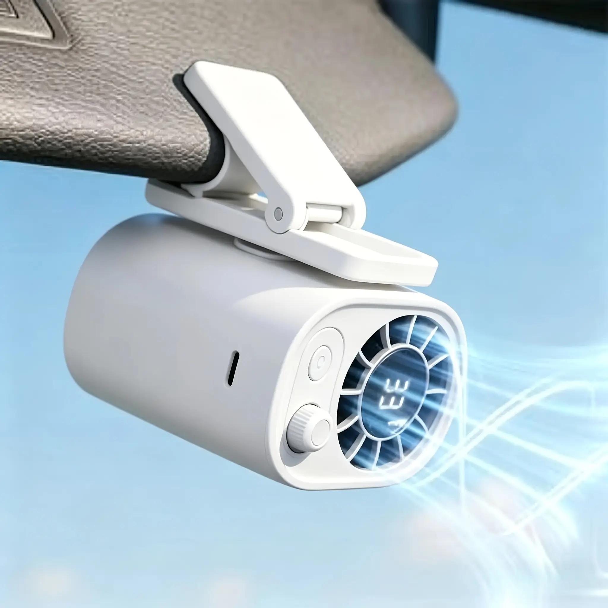 【SummerFinds】 Clip On USB Fan - 360° Rotation, LED Display, Charging Button, Portable Personal Fan, Ideal for Summer, Cars, Accessories For Car, Rechargeable Rotating Fan,car accessories
