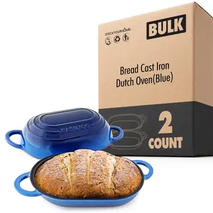 Bread Cast Iron Dutch Oven(Blue) 2 Count