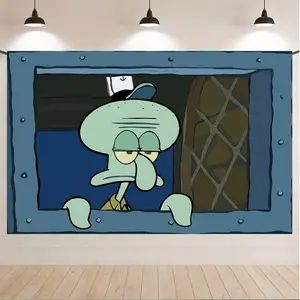 Happy Cartoon Sponge Life Tapestry - Undersea Fun & Positive Vibes Wall Art