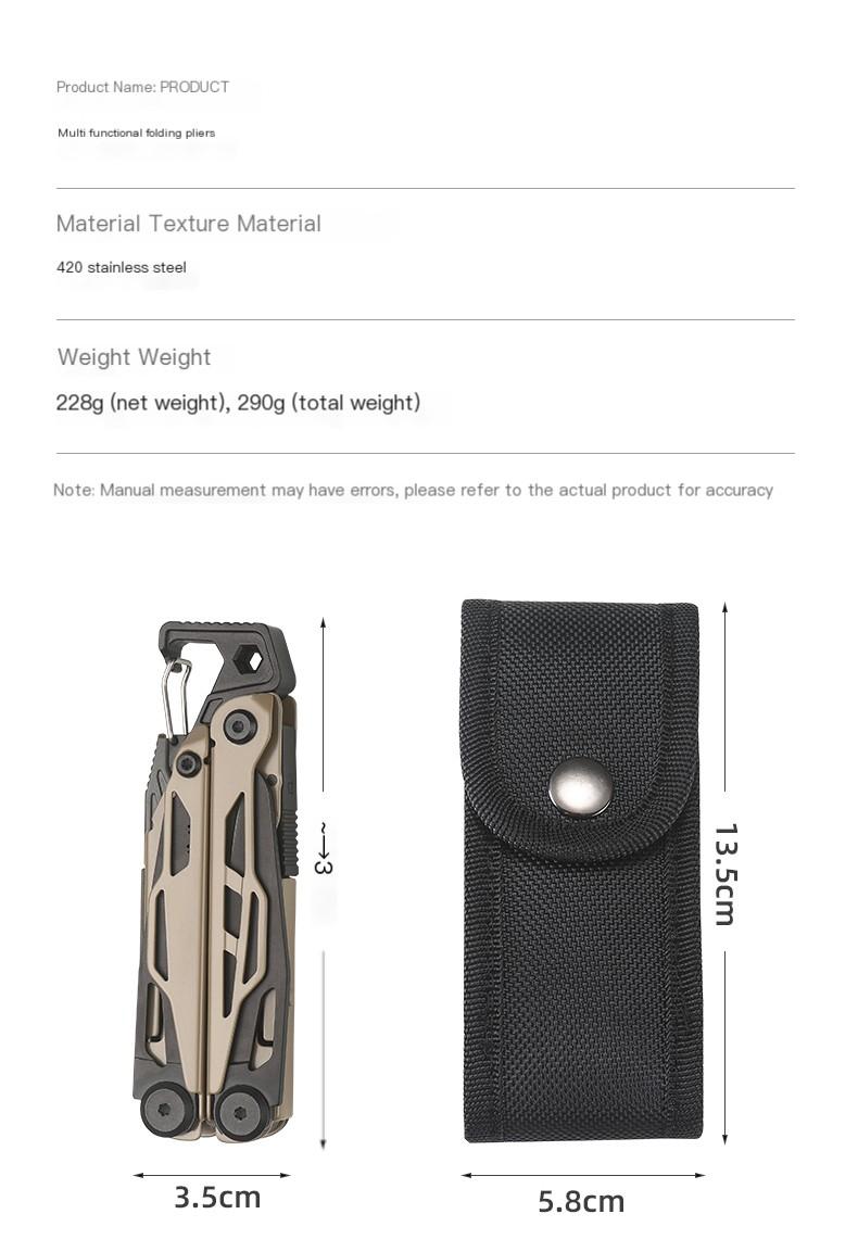 Multitool, 25-in-1 Stainless Steel Multi Tool Pliers with Self-Locking, Pocket Knife, Nylon Sheath, Professional (EDC) Multi-Tool for Survival, Camping and Hunting, Hiking removable clip