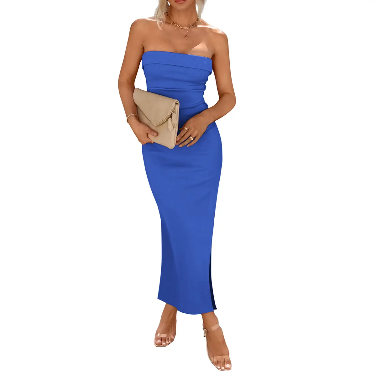 PrettyGarden Women's Summer Bodycon Maxi Tube Dress Strapless Side Slit  Long Elegant Cocktail Party Wedding Guest Dresses - TikTok Shop