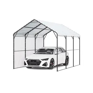 VEVOR Heavy Duty Metal Carport,  10' x 15' Outdoor Carport with Galvanized Steel Frame & Roof, Car Tent Garage Shade with Removable Sidewalls, Multi-Use Car Shelter for Pickup, Boat, Car & Tractors