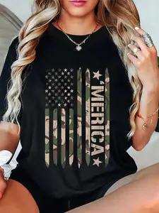 100% Cotton Merica Camo Flag Gift Camouflage Camoflauge T-Shirt