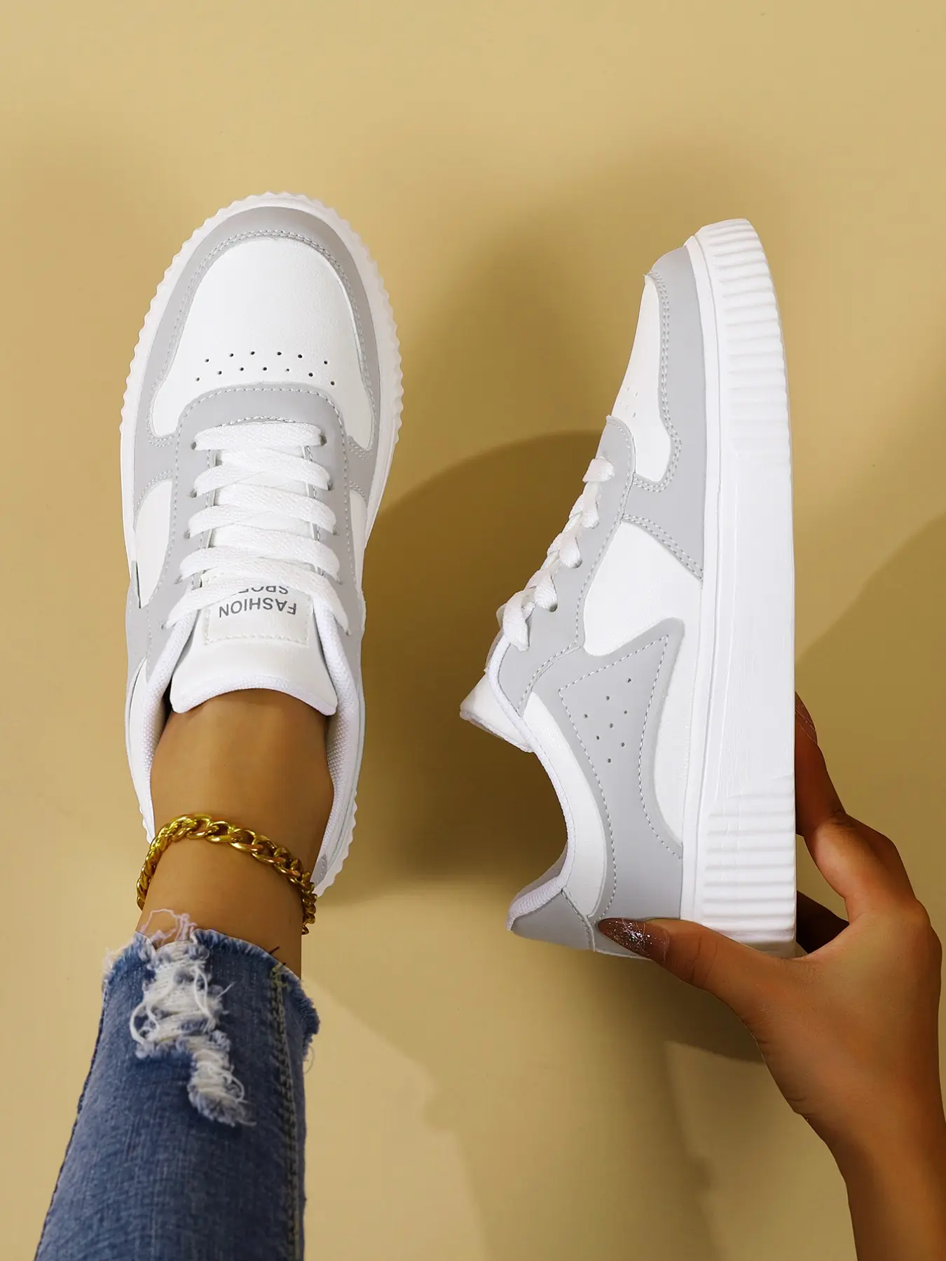 Women's Low Top Sneakers, PU Leather, Eva Sole, Colorblock Design, Breathable, Casual Style, Fashion Casual Sneakers, Trendy Walking Sneakers, Ideal for Daily Wear, Walking, Travel
