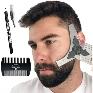 Beard Shaper and Shaping Tool for Men Beard Lineup Guide Template With Dual Action Comb and Barber Pencil