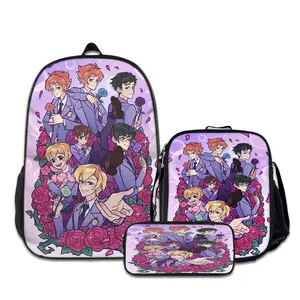 3PCS ouran-high-school-host-club-Backpacks for Girls Set, Cute School Backpack for Girls Boys with Lunch Box and Pencil Case, Aesthetic Bookbag for Teens, Lightweight Classic Backpack for Travel, Work, Picnic A-99