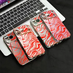 Red Zebra Stripes Phone Case， Abstract Modern Style for iPhone 17 16 15 14 13 12 11 Plus Pro Max， Trendy Fashion Gift a2
