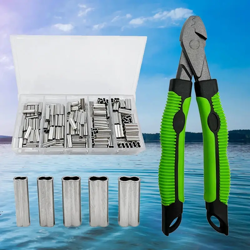 Fishing Crimping Pliers Multi-Functional Crimping Tool Crimping Kit with Single/Double Barrel Ferrule Fishing Gear Fishing Tools