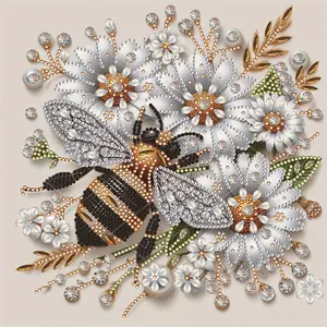Bee and Daisy Pattern Adult 5D-DIY beginner diamond painting crafts kit for creativity - 1 irregularly shaped crystal diamond painting kit, perfect holiday gift, suitable for decorating walls in living ro