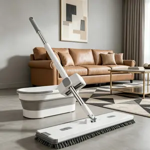 Hands-Free Chenille Mop with Bucket, 360° Swivel Head, No Touch Dirty Water, Super Absorbent for Home Kitchen Bathroom Floor Cleaning tiktokshopspringglowup