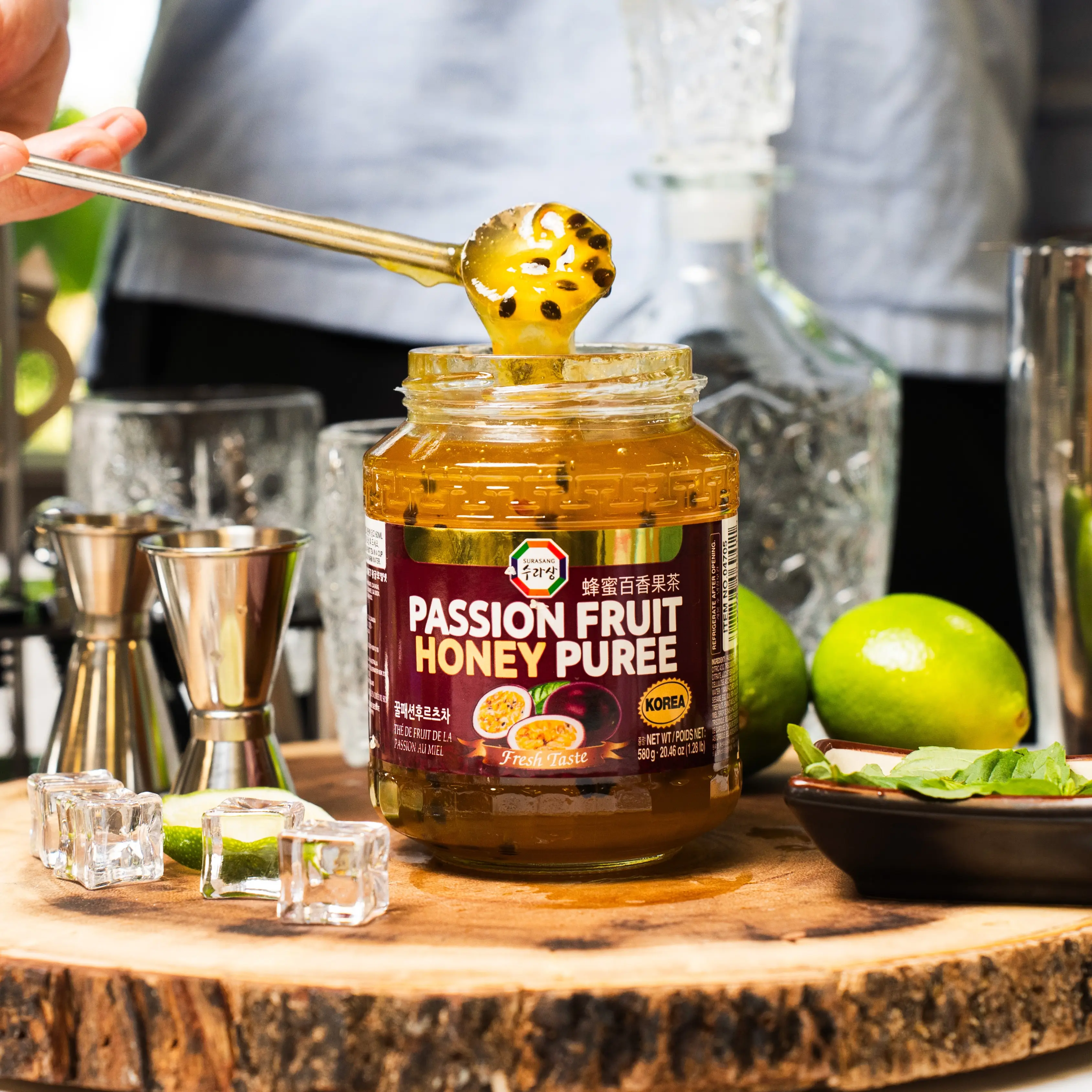 SURASANG Korean Honey Passion Fruit Jam 580g - Refreshing Fruit Tea Base for Drinks & Desserts, Perfect for Pancakes & Waffles, Sweet Tropical Flavor