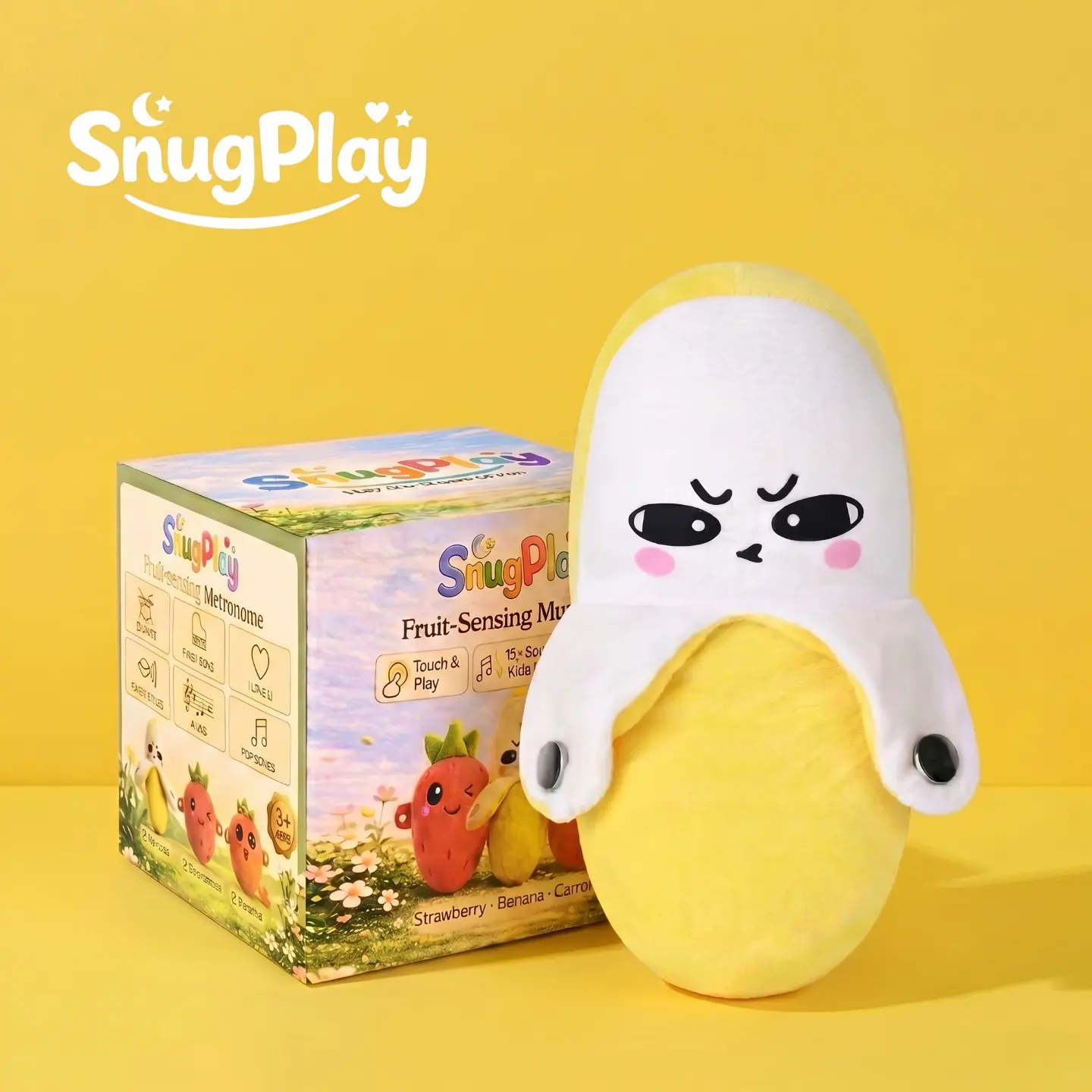 Snug Plya Interactive Music Plush Toy Set – Banana, Strawberry & Carrot Electric Plush Toys for Parent-Child Interaction, Couples & Friends Prank Toy, Valentine’s Day & Easter Party Fun Gift for Kids & Adults stuffed animals cute girly gifts