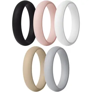 ThunderFit Silicone Anniversary Rings for Women, 5.5mm Wide, 2mm Thick, Wedding Rubber Bands, 1/3/4/5/6/7/8 Variety Multipack