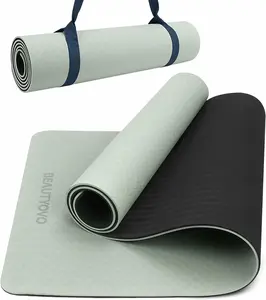 BEAUTYOVO Yoga Mat with Strap, 1/3 Inch Extra Thick Yoga Mat Double-Sided Non Slip, Professional TPE Yoga Mats for Women Men, Workout Mat for Yoga, Pilates and Floor Exercises
