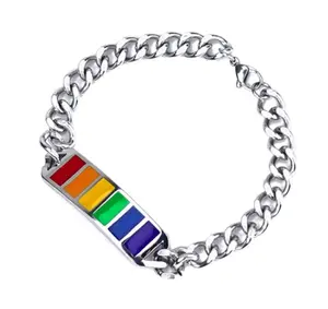 Rainbow Titanium Steel Bracelet for Couples - LGBTQ+ Pride Unisex Jewelry, Boho Chic Personalized Gift