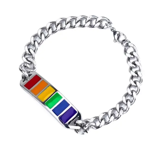 Rainbow Titanium Steel Bracelet for Couples - LGBTQ+ Pride Unisex Jewelry, Boho Chic Personalized Gift