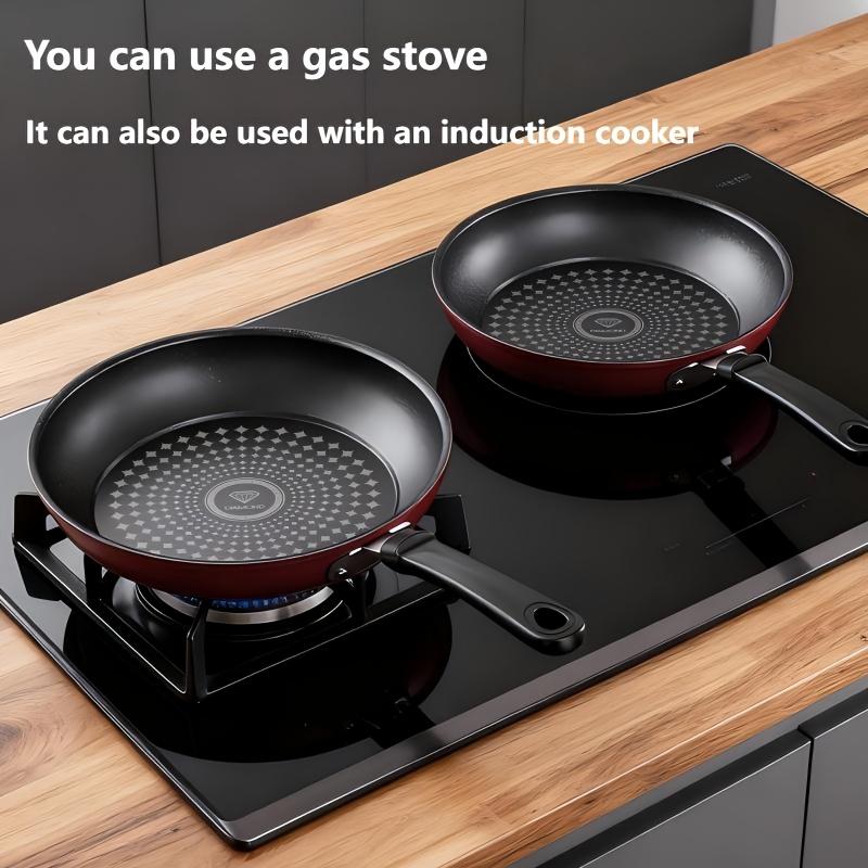 Multi-functional Thickened Flat Pan - Induction & Gas Compatible   Uncoated High-Purity Cast Iron Stainless Steel Multi-Size Frying Set