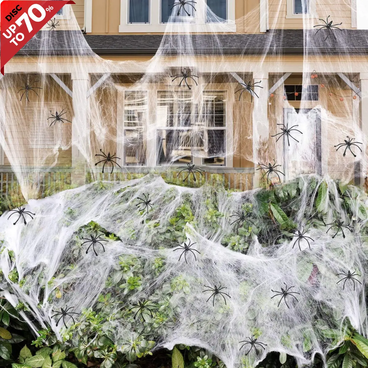1400 sqft Halloween Spider Webs Decorations with 150 Extra Fake Spiders, Super Stretchy Cobwebs for Halloween Decor Indoor and Outdoor