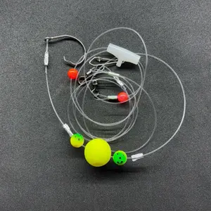 Fish Finder Rig Perfect for Surf or Pier Fishing with Orange Beads and Metal Hooks