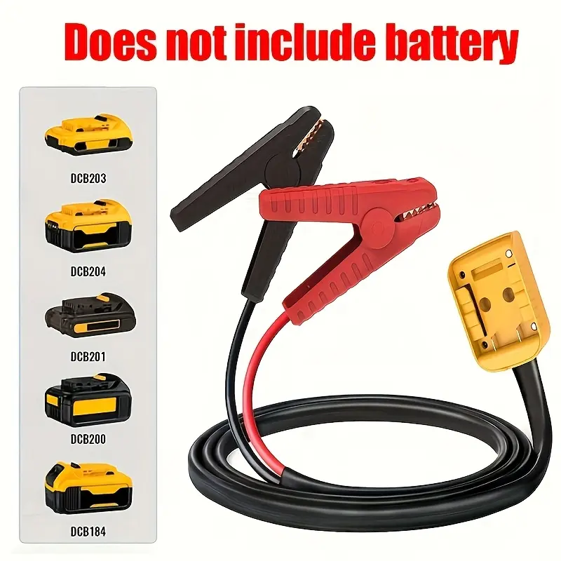 Dawalt 20V 18V Battery Adapter to Car Jump Starter Cable, Portable Car Battery Charger Power Dock for DCB Series (Cables & Battery NOT Included)