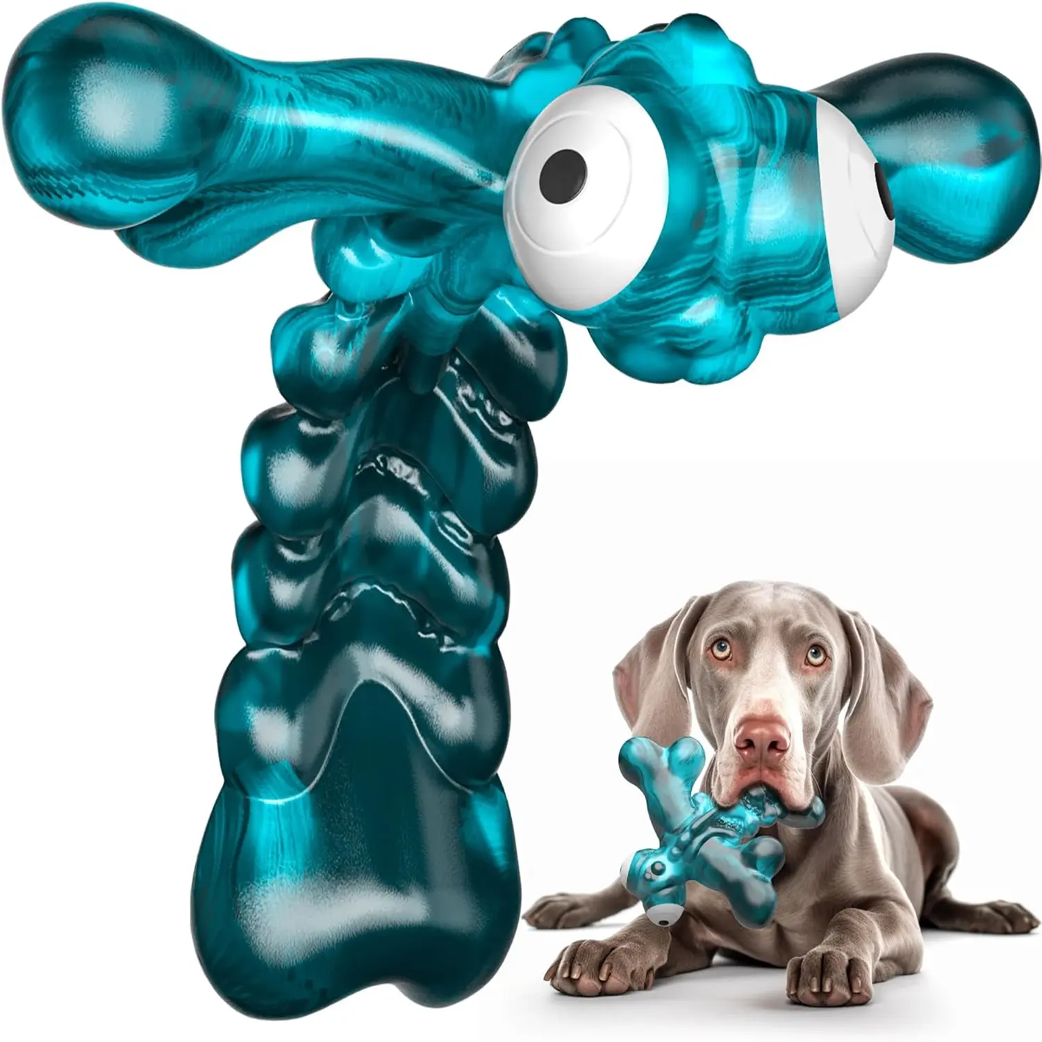 Fuufome Indestructible Nylon Dog Chew Toy - Bacon-Flavored Blue Dragonfly, Long-Lasting Interactive Teeth-Cleaning Toy for Medium & Large Aggressive Chewers