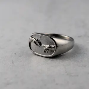 Silver Creation of Adam Ring