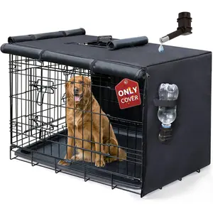 30 Inch Waterproof Dog Crate Cover 600D Heavy Duty Pet Kennel Cage Cover Universal Fit for Most Wire Pet Crates Black 30.0" L x 19.0" W x 21.0" H