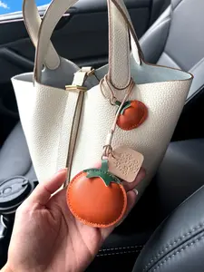Creative Handmade Persimmon Bag Charm, Sewn DIY Bag Accessory, Plain Design, Casual Style, All Seasons, Perfect Gift, Fashion Bag Charms