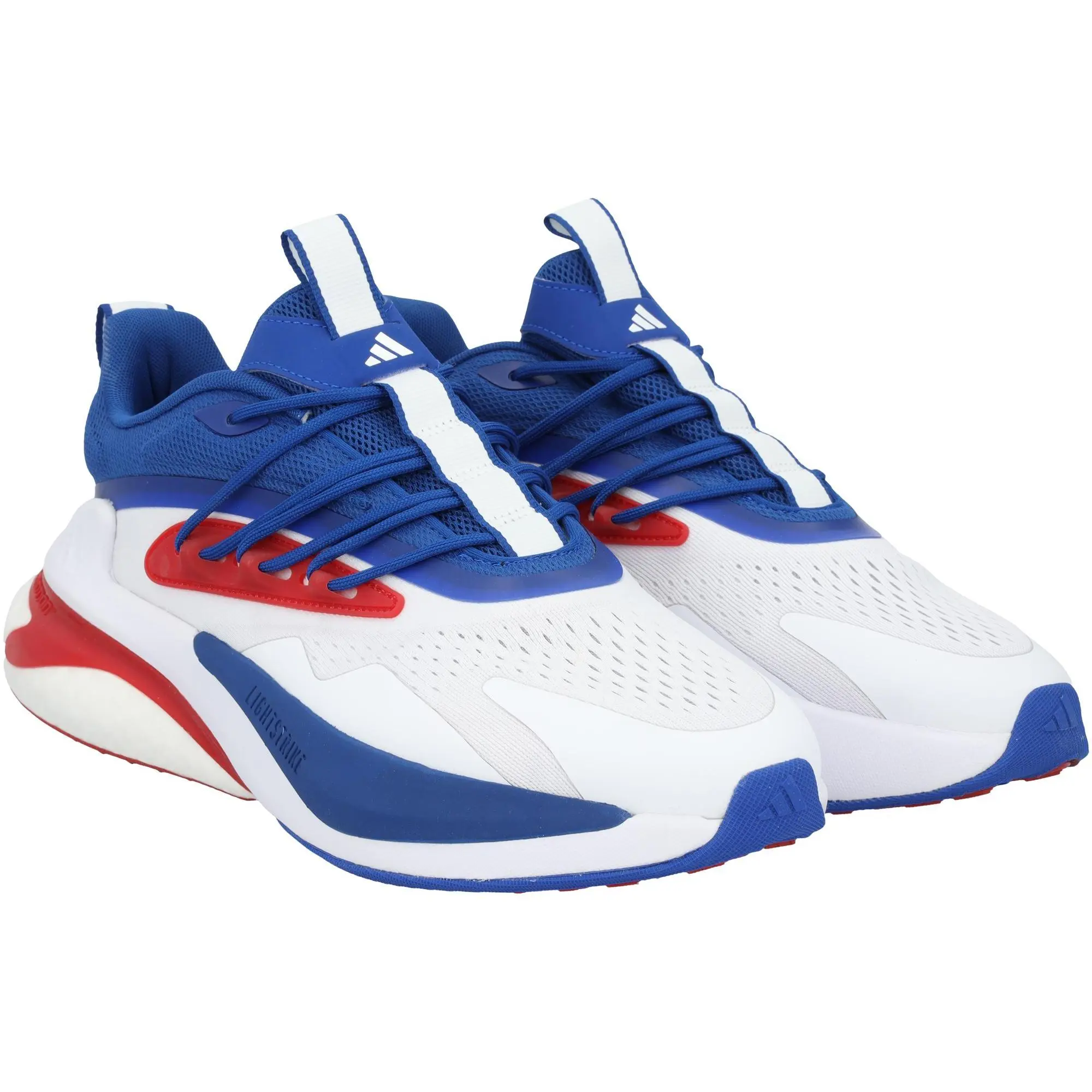 Kansas Jayhawks Team-Issued White and Blue AlphaBoost V2 Adidas Shoes from the Athletics Program - Size 7