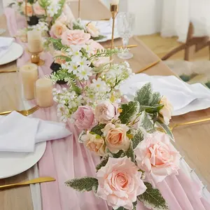 1 Classic Silk Wreath Faux Floral Garland 66.93Inch Plastic Table Plant Decor for Spring Summer Home Bedroom Door Wall Wedding Valentine No Power Party Artificial Flower Decoration