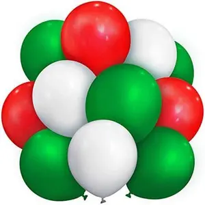 TecUnite 100-Piece Square 13-in Latex Burst-Resistant Balloons - Red, Green, White for 250th Anniversary, 4th of July Patriotic, Wedding Party Decorations