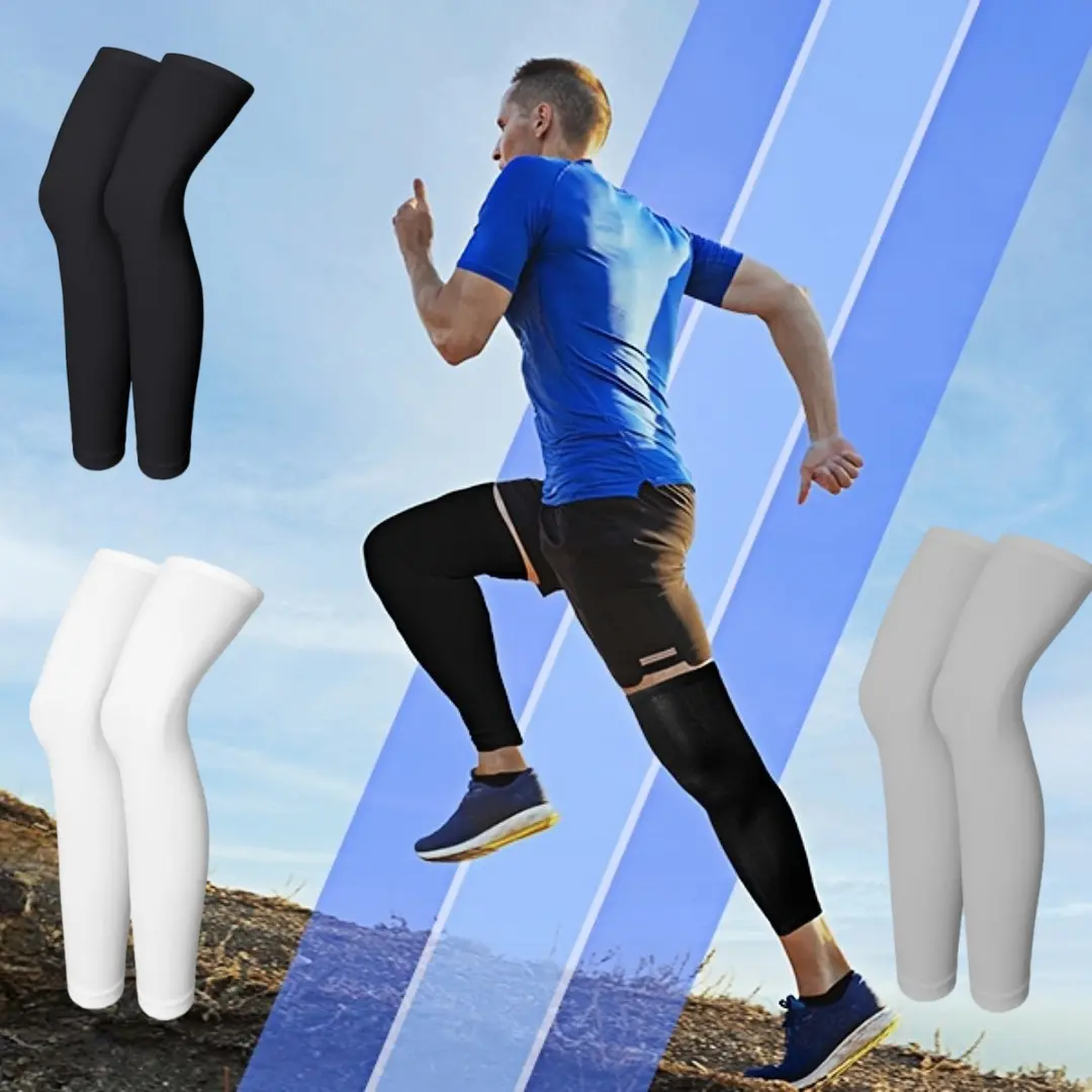 Breathable Compression Leg Sleeves, Leg Protector, Sports Protective Gear, Anti-Slip Sun Protection, Suitable for Sports & Outdoor Activities, Nylon Material, Colors Available