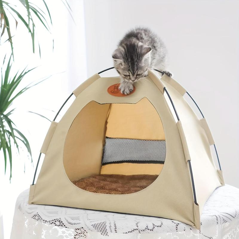 Foldable Pet Tent with Mat,Pet House, Cat Tent, For Indoor And Outdoor Use, Cat House, Pet Bed, Cat Bed, Summer, Breathable, With Cooling Pad, Washable,  Pet Room For Cats, Puppies And Small Dogs Perfect Nest for Pets in All Seasons Portable Bedding Home