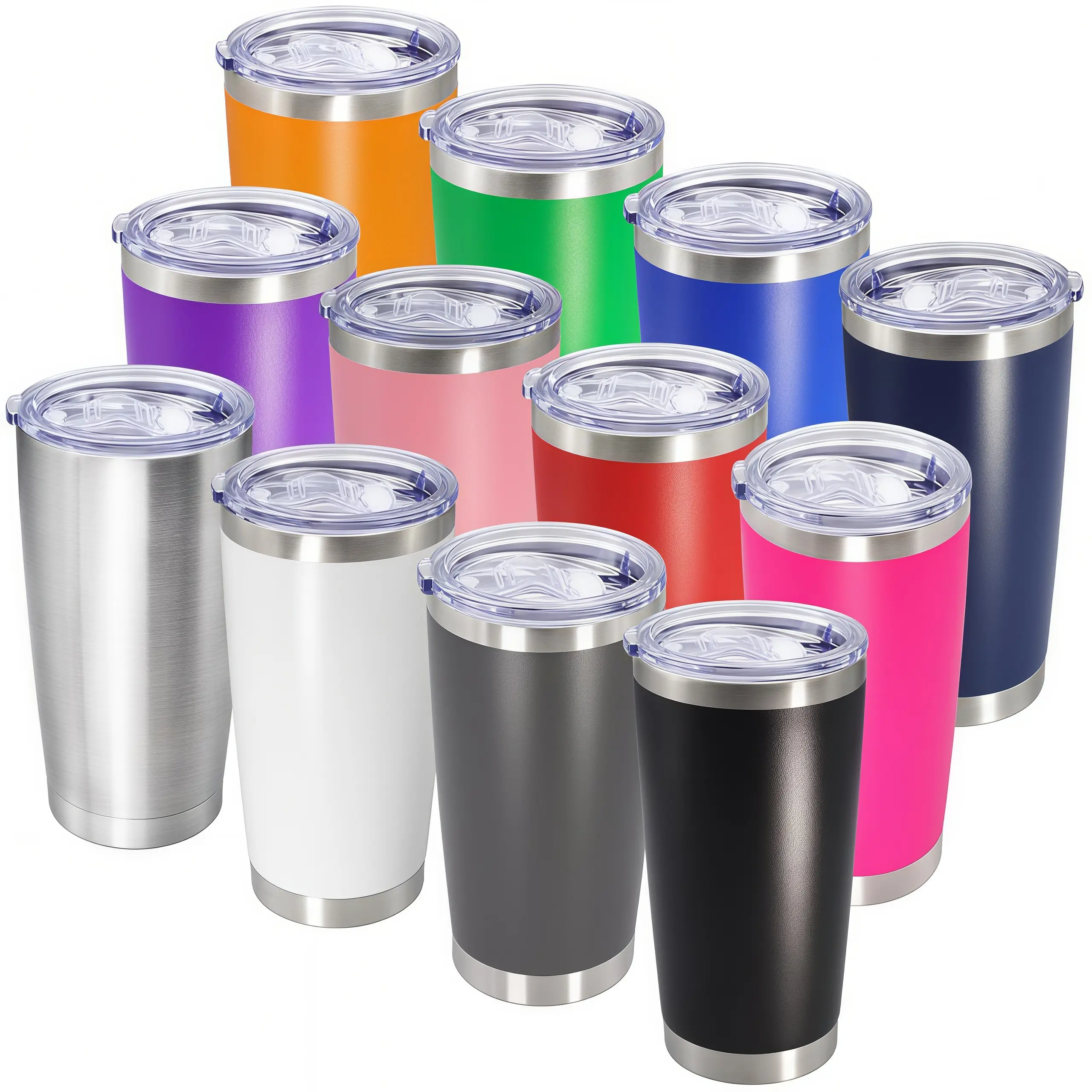 LMMAKE 2PCS 20oz Double-Wall Vacuum Insulated Stainless Steel Tumblers, Powder-Coated Travel Mugs with Lids for Hot & Cold Drinks