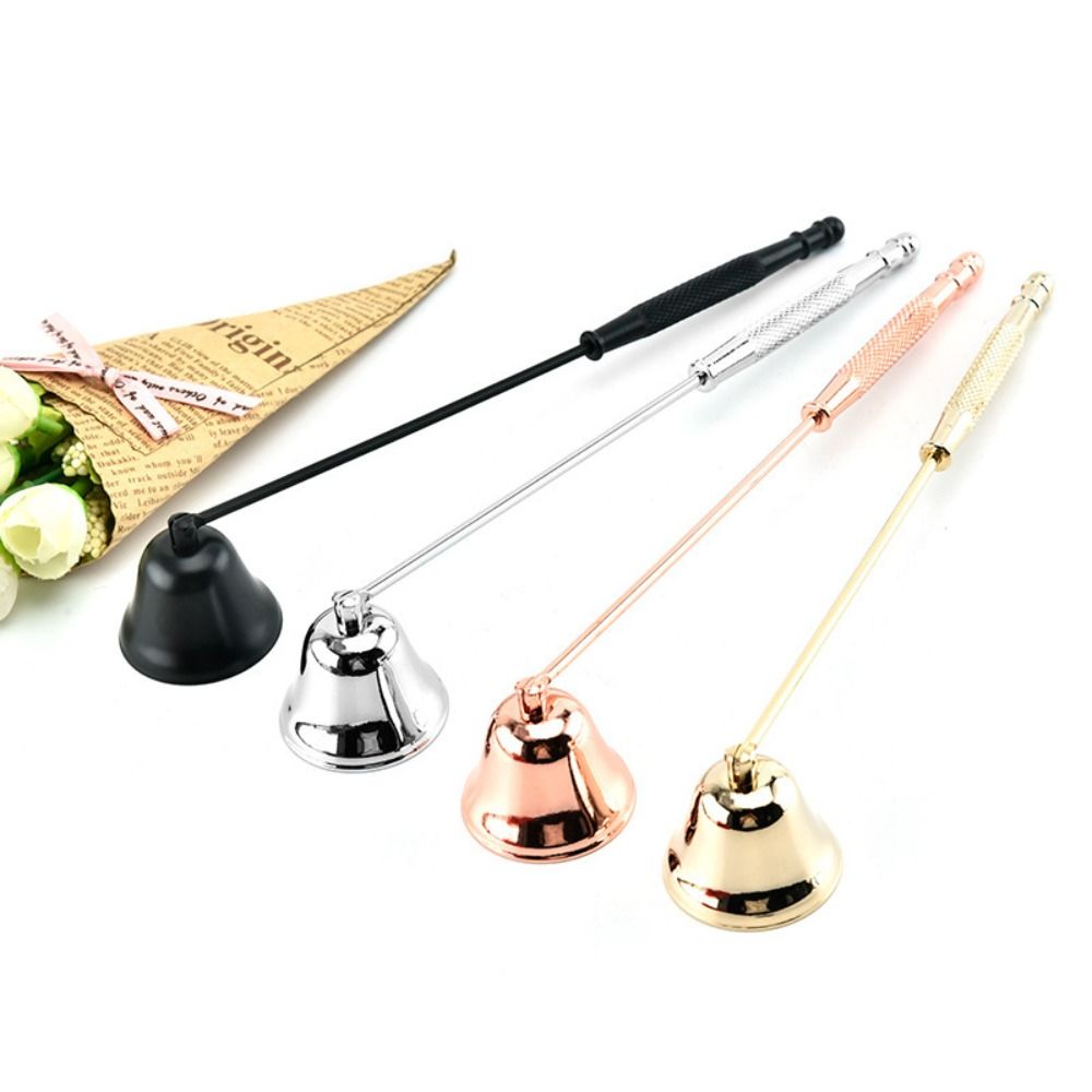Stainless Steel Candle Extinguisher Snuffer Anti-Slip Bell Shape Cover Candle Stopper Wick Snuffer with Long Handle