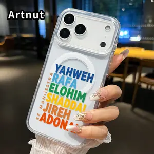 Magnetic Phone Case for iPhone 17 16  Pro Max Plus 15 14 13 12 11 Air E Divine Name Array Printed Acrylic Hard Back Soft Silicone Edge Water-resistant Smartphone Cover for Girl