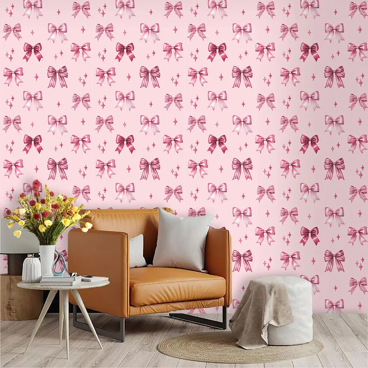 Cartoon Bow Wallpaper, PVC Adhesive Back, Self Adhesive Wallpaper, Peel and Stick, Wallpaper Roll, Ideal for Kitchen, Living Room, Bedroom, Wall Decor, Reusable Patchwork Design