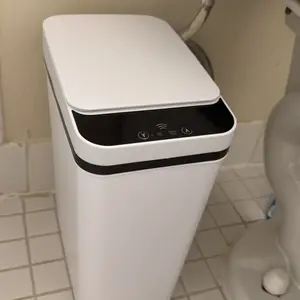 Automatic Touchless Garbage Can 12L Small Motion Sensor Smart Trash Bin for Bedroom Bathroom Office Living Room Kitchen Home Household Suppliers - Restroom