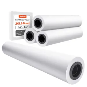 VEVOR Wide Format Paper, TikTokShopBlackFriday, 24 in x 150 ft Plotter Paper, 4 Rolls CAD Bond Rolls with 2 in Core, 20 LB Bond Paper Rolls, Idea for CAD Drawings, Engineering Plans, GIS Maps & Architectural Designs