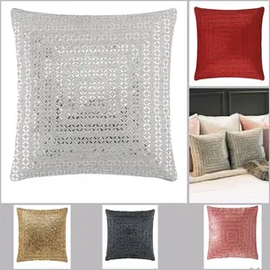 Pillow, Glass Rhinestones in Dazzling X Pattern, Statement Home Decor Accessory, 16x16, Sold Individually