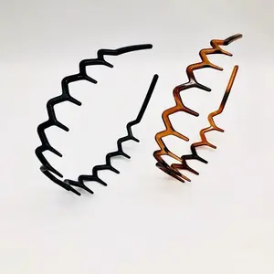 2 count Zigzag Headband Headband with   for Women Girls Plastic Wavy Comb Zig Zag Black Plastic  Hair Comb Hair Accessories